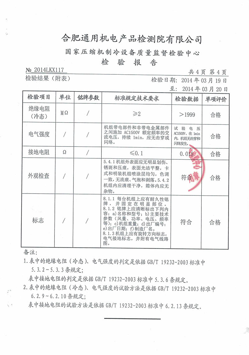 風機盤管機組檢測報告