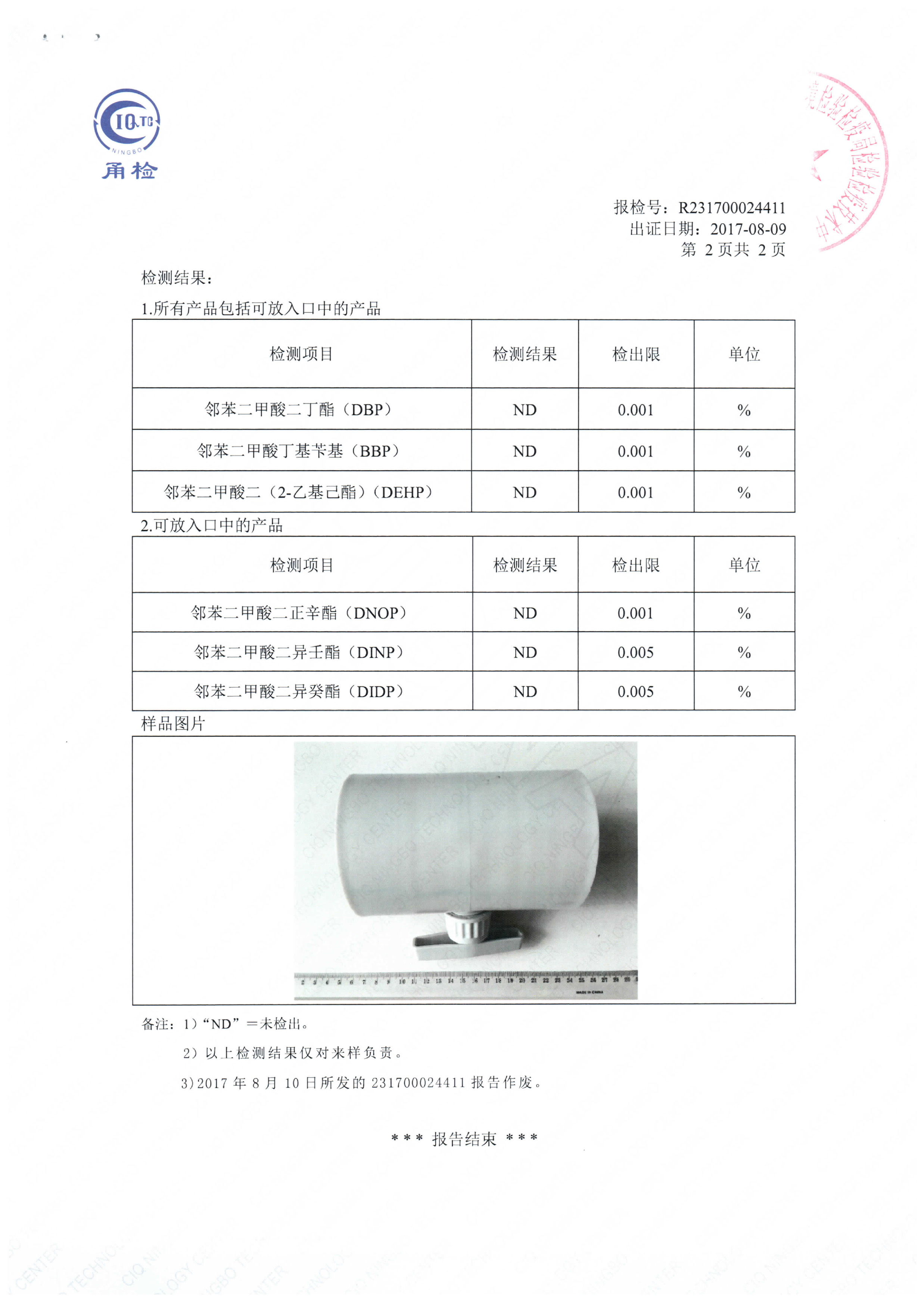 風閥檢測報告