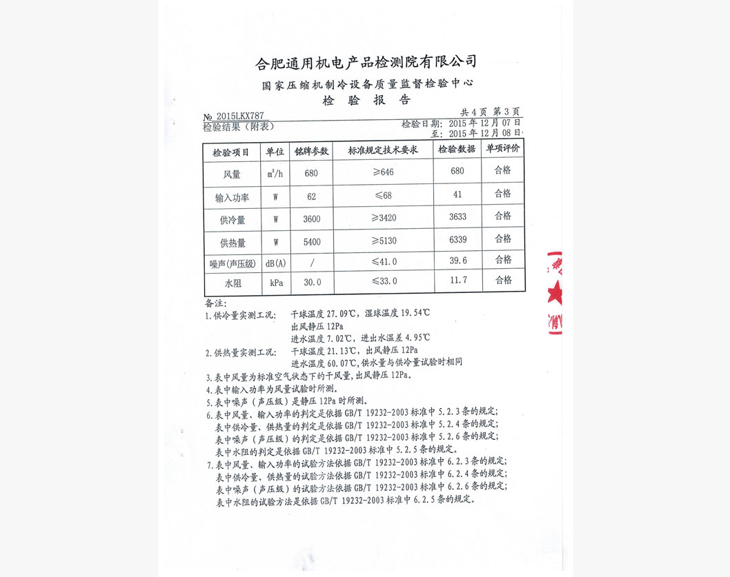 風機盤管檢測報告