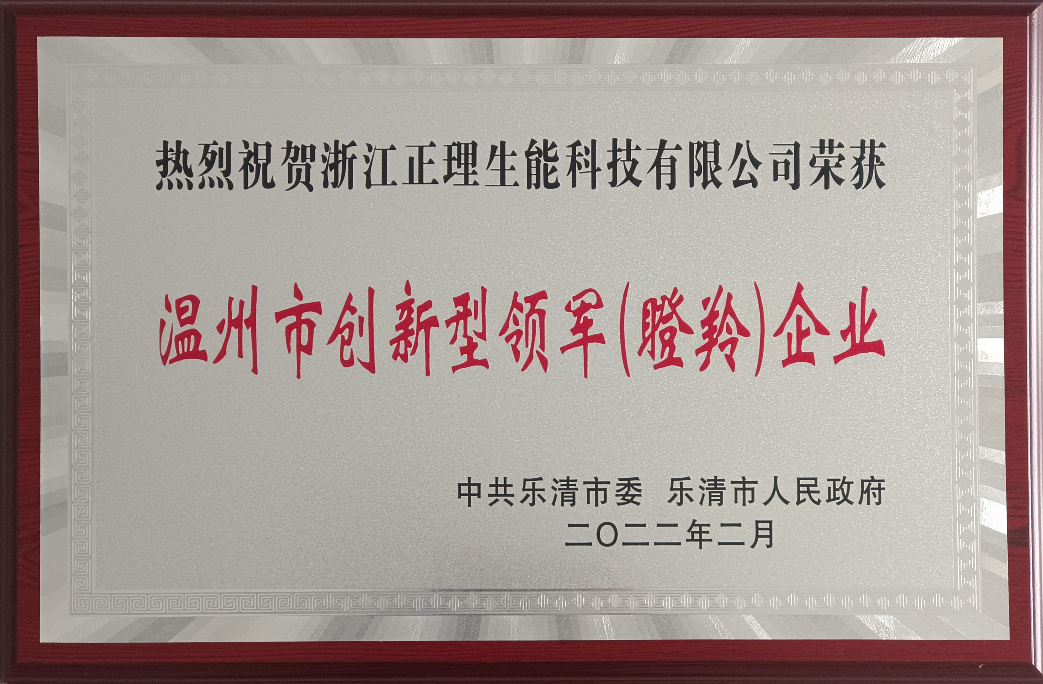溫州市創(chuàng)新領(lǐng)軍（瞪羚）企業(yè)